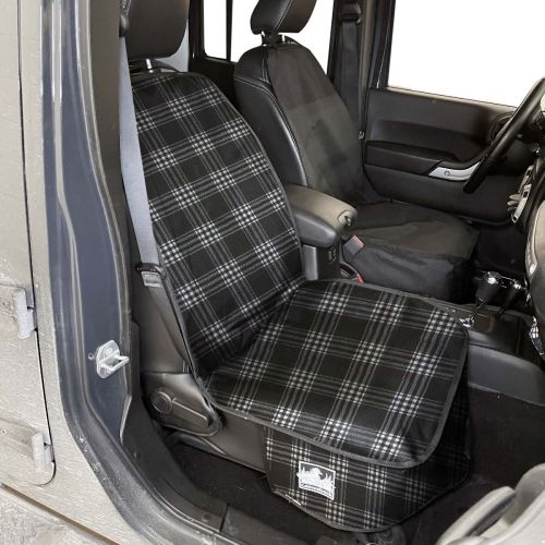 Plaid Canvasback seat cover in a vehicle